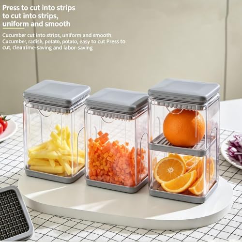 Vegetable Cutter,Food Chopper Manual Hand,for Potato Cutter & Fry Slicer - Functions as Potato Dicer,Onion Dicer,Veggie Shredder with 9 Blades,Easy to Clean, Dishwasher Safe-Essential Kitchen Gadgets
