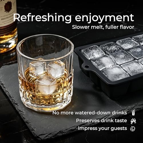 Silicone Ice Cube Trays with Lids(2Pack, Black)