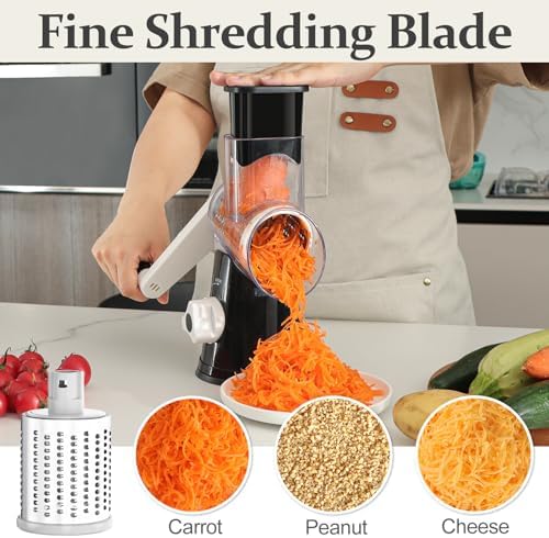 Cambom Rotary Cheese Grater Hand Crank Cheese Shredder, Black