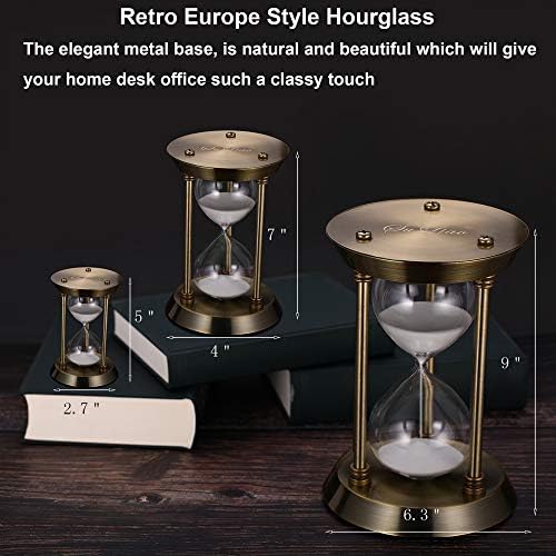 SuLiao Brass Hourglass 30 Minute Sand Clock Timer, Grande Reloj De Arena 30 Minutos, Metal Hour Glass Sandglass for Gifts & Home Desk Office Decorative