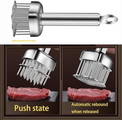 Meat Tenderizer with 24 Stainless Steel Sharp Needle, Professional Blade Mallet Heavy Duty Cooking Tool for Tenderizing Beef Turkey Chicken Steak Veal Pork Fish Christmas Cooking Set (24 Needle)