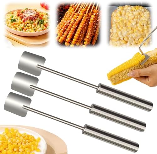 Easy Clean Corn Cob Peeler, 2025 New Corn Peeler for Corn on the Cob, Long Handle Stainless Steel Corn Stripping Tool for Home Kitchen (3 PCS)