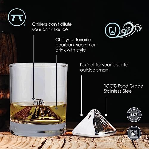 Outset Stainless Steel Whiskey Stone Set, 2 Mountain Chillers