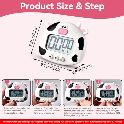 Cute Cartoon Animal Timer, Digital Kitchen Timer Magnetic Countdown Timer with on Off Switch and Large LCD Display for Cooking, Baking, Classroom Supplies