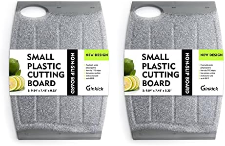 Small Plastic Cutting Board Set of 2 with Multiple Juice Grooves, 9.8" x 7"