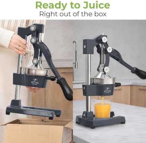 Zulay Kitchen Cast Iron Juicer - Heavy Duty Orange Juicer with Detachable Strainers for Easy Cleaning, Citrus Press for Citrus Fruits, Perfect for Bartenders, Juice Lovers & Health Enthusiasts