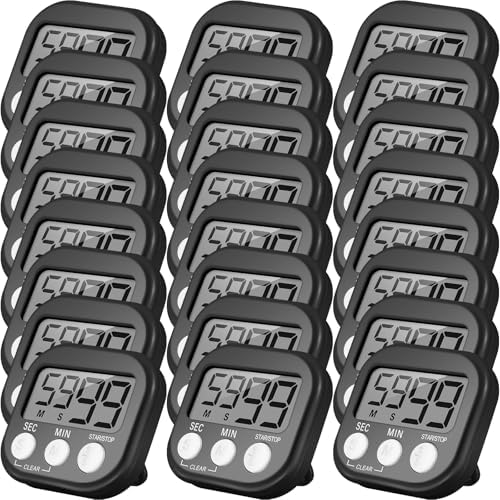 Leumoi 24 Pcs Digital Kitchen Timers Bulk Timer for Classroom, Black
