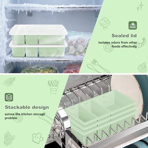 3 Pack - Silicone Freezer Trays with Lid, 1-Cup & 2 Cup Freezer Molds, Silicone Food Storage Containers for Meal Prep, Freezing Soup Sauce, Broth Leftovers