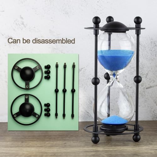 Hourglass, 15 Minute Sand Timer, Vintage Metal Hour Glass for Home Office Desk Decor, Unique Sand Clock Gifts (Blue)