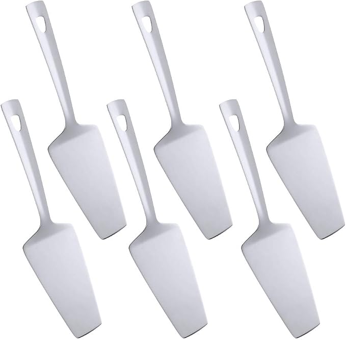 6 Pcs Silver Cake Server, Stainless Steel Titanium Plated Pizza Spatula Professional Shovel Server For Cake/Pie/Pizza, Dishwasher Safe(10.3 inches/26.2cm)