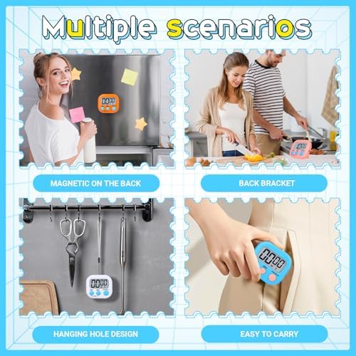 Mwellewm Digital Timers for Classroom Kids Kitchen Timers for Cooking 12 Pc