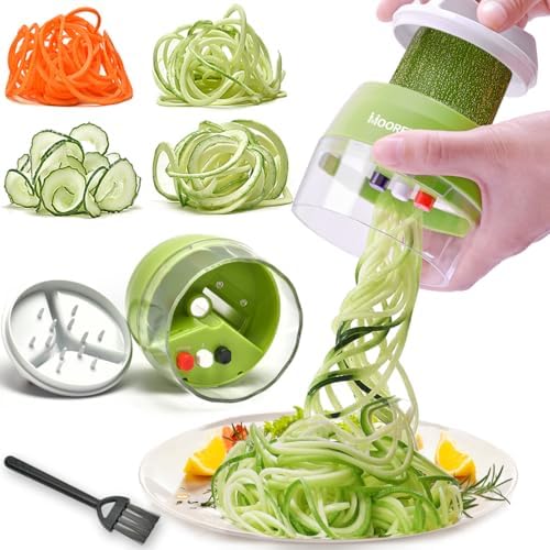 Spiralizer Handheld Vegetable Slicer, 4 in 1 Zucchini Spaghetti Maker, Spiral Slicer For Making Quick Low Carb Veggie Noodles 8.45cm