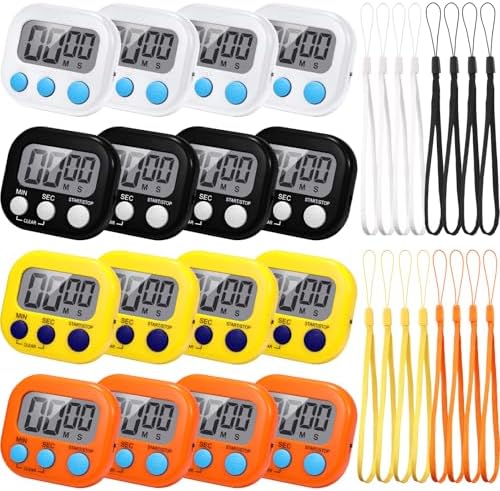 Flutesan 16 Pack Digital Timers for Classroom with Lanyards, Classic Color