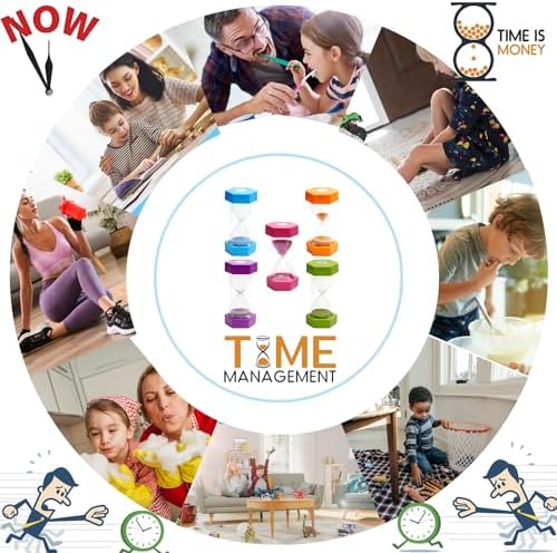 SANDTIMER 5 PcsColorful Hourglass, Sand Timers, Acrylic Hourglass Timer, Kitchen Timer,1/3/5/10/30 Minutes Sandglass for Classroom, Home, Kitchen, Office Decoration