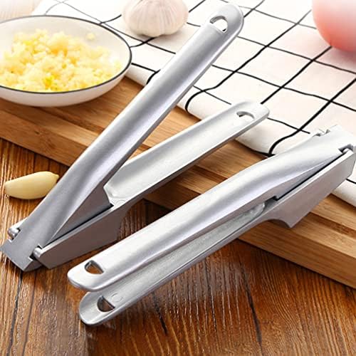 Hemoton Garlic Press Stainless Steel Garlic Masher Manual Vegetable Masher Hand Press Fruit Juicer for Fruits Ginger Silver