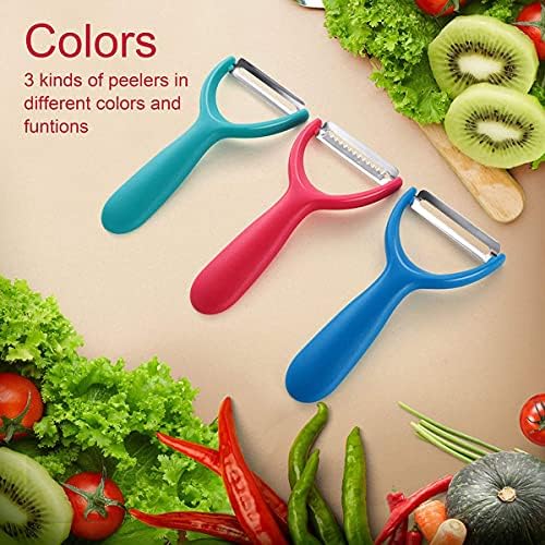 Y Peeler Set of 3 - Caperci kitchen 3-Piece Vegetable Peelers with Julienne, Serrated and Straight Blades