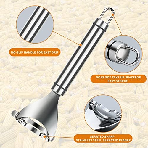 4PCS Magic Corn Cutter Peeler, Corn Stripper Cob Stripper Tool Premium Stainless Steel Corn Thresher Cob Remover Tool with Ergonomic Handle for Kitchen
