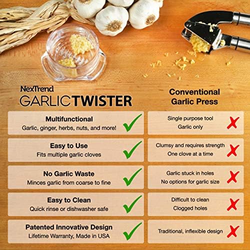 NexTrend Garlic Twister 4th Gen, purple manual garlic mincer for ginger, herbs and nuts