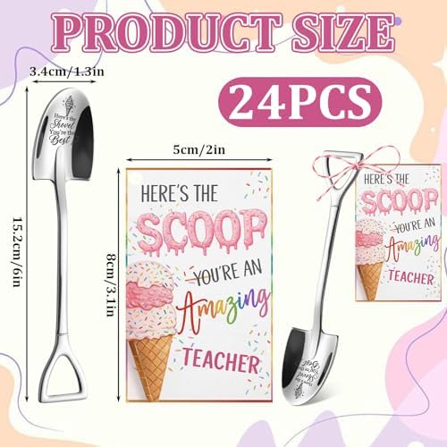 24 Sets Teacher Ice Cream Shovel Gifts Teacher Appreciation Gifts