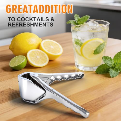 Stainless Steel Lemon Squeezer, Handheld Citrus Juicer with Seed Strainer