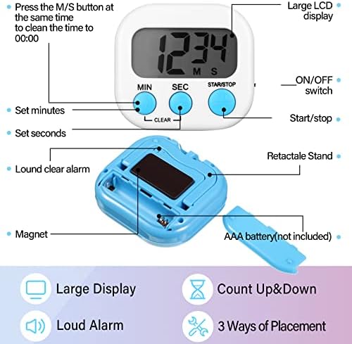 Weewooday 24 Pcs Digital Kitchen Timer Magnetic LCD Alarm, Colorful