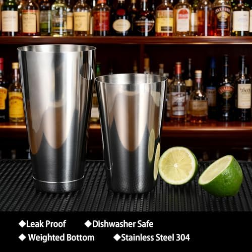Bulk Cocktail Shakers Bartending - 6pc Boston Bar Shaker Tins Stainless Steel, Commercial 18oz 28oz Metal Shaking Tin Set, Professional Bartender Kit for Drinks, Bar Supplies - Silver