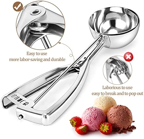 Cookie Scoop for Baking Set of 3 - Ice Cream Scoop Stainless Steel - Ice Cream Scooper with Trigger Release for Melon Baller