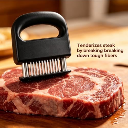 Spring Loaded Meat Tenderizer, Meat Tenderizer 48 Blade Stainless Steel Needle Meat Tenderizer Tool, Manual Meat Tenderizing Tool for Kitchen BBQ Cooking, Heavy Duty Kitchen Gadget (2pcs)