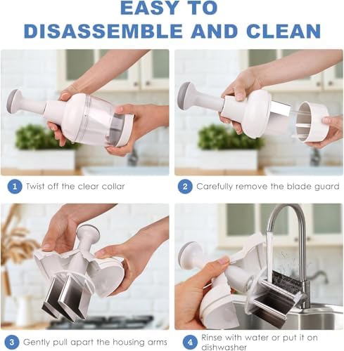 Pamperεd Chef Food Chopper, Vegetable Chopper, Onion Chopper, Garlic Chopper, Manual Hand Chopper For Vegetables Salads Onion Ginger Carrot Garlic Fruit Nuts, Dishwasher-safe, White, Easy to Clean