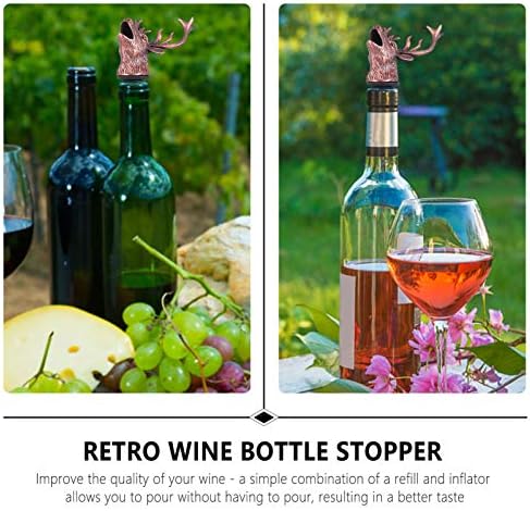 Happyyami Elk Head Wine Pourer Decorative Bottle Stopper Zinc Alloy Smooth Pour Spout for Wine Aerator Bar Accessories Christmas