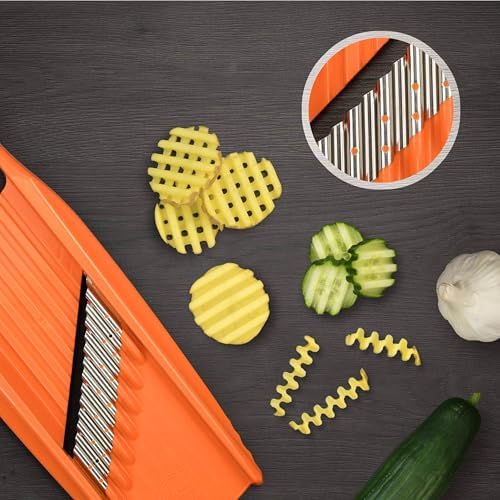 Börner by Reston Lloyd Wave-Waffle XXL Power Line • Crinkle Cut/Spirelli Vegetable Slicer • Slicer for Wave Waffle Cut Vegetables • Wavy French Fries • Made in Germany, Orange