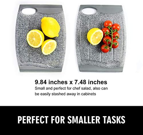 Small Plastic Cutting Board Set of 2 with Multiple Juice Grooves, 9.8" x 7"