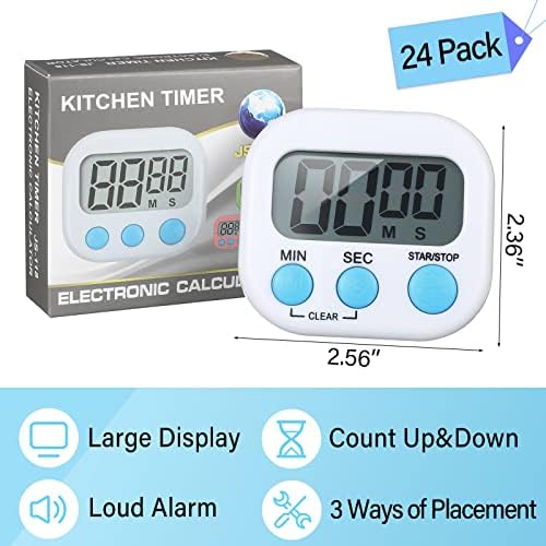 Weewooday 24 Pcs Digital Kitchen Timer Bulk, White