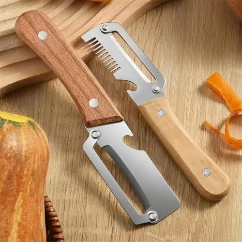 Elite Peeler, Gourmet Knives and Cutlery Set, 2-Pack Multi-functional Vegetable Peeler for Kitchen, 2.5 Mm Stainless Steel Peeler, 3-in-1 Scallion Shredder & Peeler-Stainless Steel, Multi-tool (4)