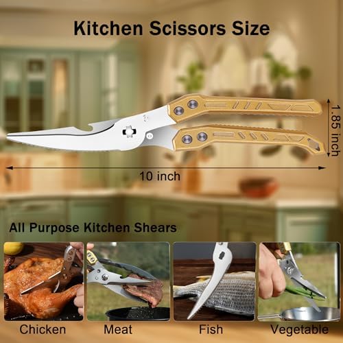 Heavy Duty Kitchen Poultry Shears Professional Food Scissors Gold