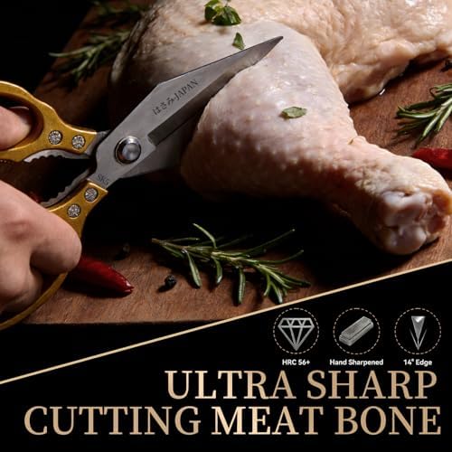 Kitchen Scissors, Kitchen Shears, Sharp Meat Cutting Scissor Dishwasher Safe, Poultry Shear Heavy Duty, Japan Cooking Kitchen Scissors Set for Food Chicken Shears, Gifts for Men Women
