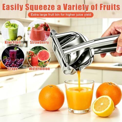 304 Stainless Steel Lemon Squeezer, Dishwasher Safe Manual Juicer