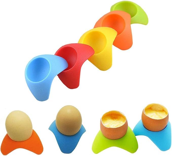 Egg Separator Egg Yolk Separator White Egg Separator FFLIFE Food Grade Stainless Steel Egg White Separator Dishwasher Safe Work for XL Jumbo Eggs(with 5 Silicone Egg Cup Holders)