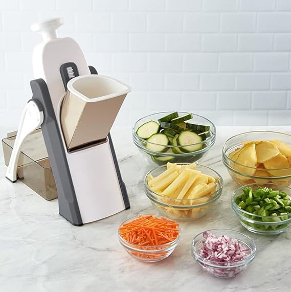 Saker Adjustable Safe Vegetable Slicer,Safe 5-in-1 Mandoline Slicer, Adjustable Vegetable Chopper & Fruit Slicer for Fast Meal Prep, 0.1-8mm Thickness (Orange)
