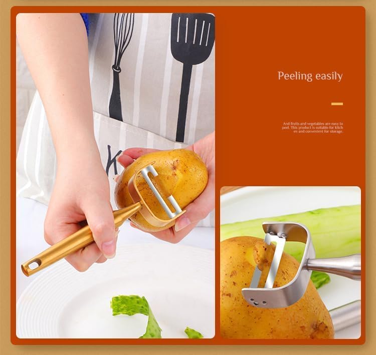 Stainless Steel Vegetable Peeler Gold 2 Pieces, with Potato Eye Remover & Swiveling Twin Blades, Y Shaped Titan Potato Peeler for Fruit & Veggie, Dishwasher Safe