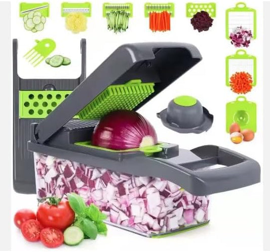 AHA Lifestyles16-in-1 Vegetable Chopper Slicer, Veggie Chopper, Food Chopper, Vegetable Cutter & Spiralizer - Kitchen Gadget Makes Slicing and Prepping Quick and Easy Meal Prep Tool