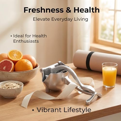 Manual Juicer, Hand Press Lemon Squeezer & Citrus Press - Upgrade Aluminum Alloy Fresh Fruit Juice Extractor, Ergonomic Grip Heavy Duty Manual Juicer, Effortless & Easy to Clean Kitchen Tool (A)
