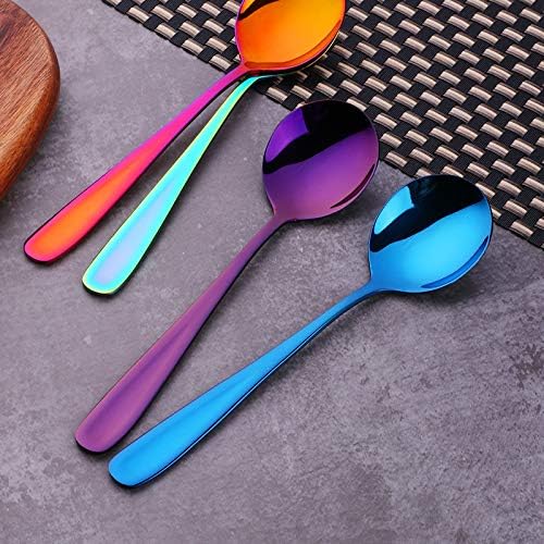 Buyer Star Bouillon Spoon Sets, 7-Inch Round Soup Spoons, Stainless Steel Finished Table Dinner Spoons