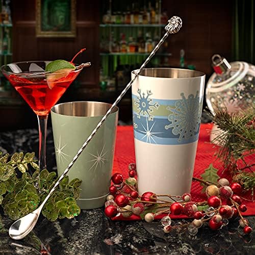 Barfly Holiday Snowflakes Cocktail Shaker Set with Santa Spoon