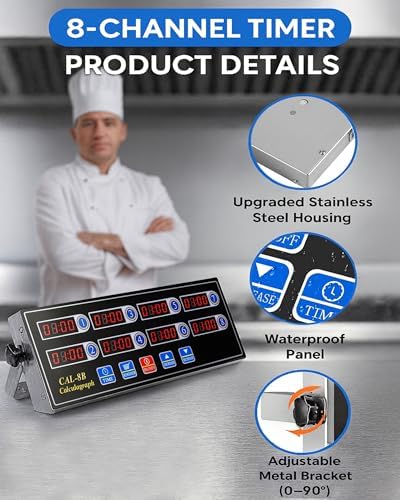 Commercial 8 Channels Digital Kitchen Timer, Calculagraph Fry Timer