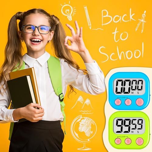 ZILLEEN Digital Kitchen Timers for Cooking Kids Blue Green 6 Pack