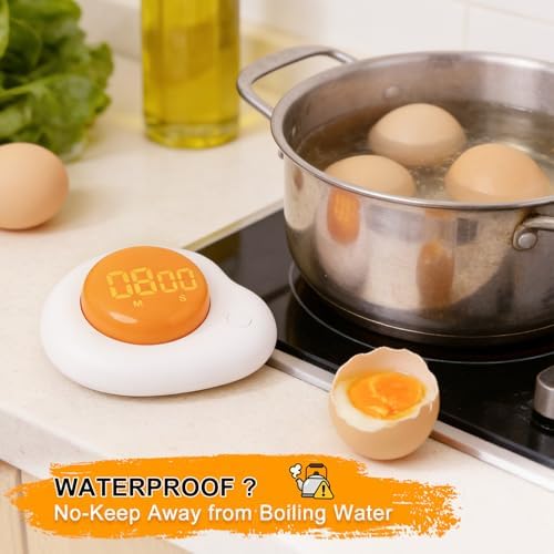 QANYI Egg Timer - Magnetic Kitchen Timer with Large LED Display & Preset Buttons (8 Min Soft Boiled), Easy Manual Rotating Dial for Medium/Hard Boiled, So Simple for Seniors Kids, Fun Cooking Gadget
