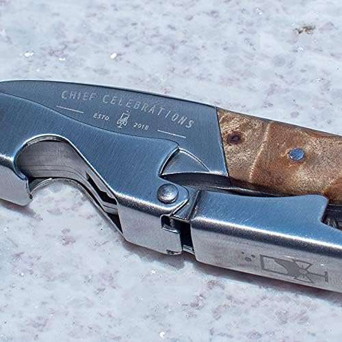 Chief Celebrations Waiters Corkscrew - Service Industry Standard Double Hinged Wine Key, Bottle Opener and Foil Cutter. Service Industry Standard Wine Key for Servers, Bartenders, and Sommeliers