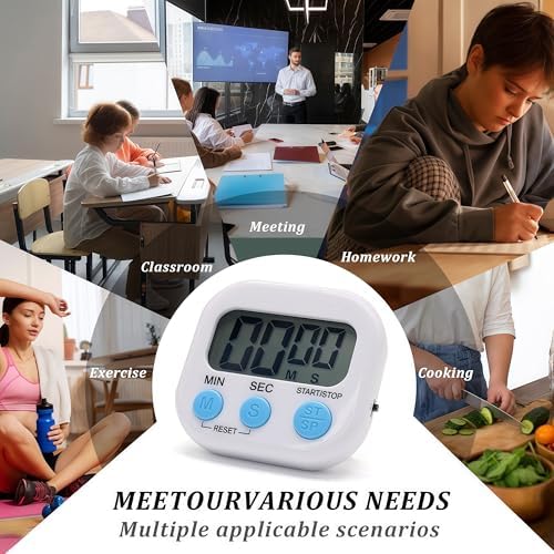 12 Pack Multi-Function Electronic Timer - Kitchen Timer,Magnetic Digital Timers,Big LCD Display, ON/Off Switch,Extensively Use in Cooking,Gym, Meeting, Classroom,Kitchen,Study,Work,Outdoor Activities