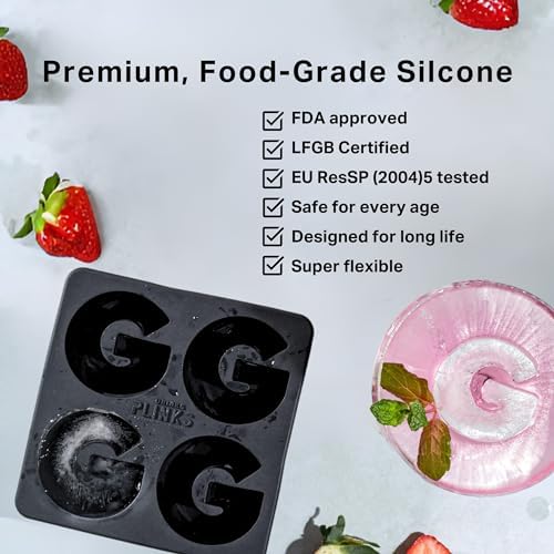 DRINKSPLINKS Large Ice Mold Makes 2x2x2 Inch Cubes. Giant Silicone Tray.